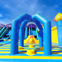 Parc d'aventure gonflable géant de 45 mètres, château gonflable, parcours d'obstacles commercial à glissades multiples pour la location d'événements