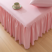 Jupe de lit unie en coton lavé doux pour la peau avec ourlet volanté, ensemble de literie 3 pièces taille King, drap-housse antidérapant