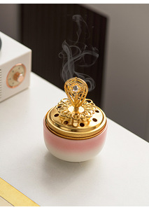 Bruciatore di incenso in ceramica Pagoda dorata con piuma di <span class=keywords><strong>fenice</strong></span> aromatica creativa - Product Image 6