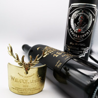Étiquettes de bouteille de vin en métal de qualité supérieure, estampage à chaud en feuille d'or, étiquette de vin en étain/autocollant, étiquette adhésive en métal pour bouteille