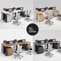 Ensemble de bureaux et chaises de bureau pour personnel, style moderne minimaliste, en PVC, avec cloisonnement pour six postes, directement de l'usine