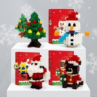 Ensemble de 4 micro-blocs de construction de Noël, arbre, bonhomme de neige, Père Noël, ours, modèle en briques, décoration de Noël DIY, cadeau, 158 pièces
