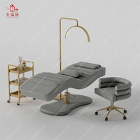 Lit d'extension de cils incurvé rose pour esthéticienne, salon de spa de luxe personnalisé de luxe