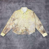 Nouvelle Collection Printemps – Blouse Vintage à Manches Longues en Coton Tricoté 100% – Coupe Oversize Hip Hop Respirante et Tendance avec Imprimé Superposé Texturé