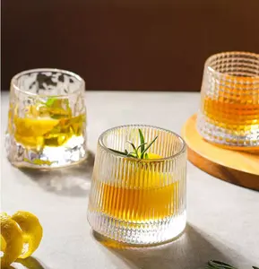 New creative elegant 150ml high quality transparent rotating glass empty whiskey glass