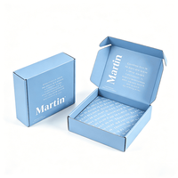 Boîte en carton ondulé personnalisée avec impression intérieure bleu doux, extérieur en carton kraft, emballage pour l'expédition de bougies et de produits parfumés
