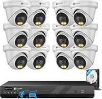 Système de caméra IP 4COVR 16CH 5MP avec disque dur 4TB, caméra tourelle PoE intelligente à double éclairage 12x, détection humaine et de véhicules par IA, kit NVR 16CH