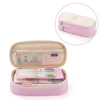 Trousse à crayons 3D en carton couleur unie grande capacité pour écoliers, avec 2 fermetures éclair, certifiée BSCI, boîte à stylos et papeterie – Offre Spéciale