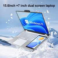 Nouvel ordinateur portable à double écran 15,6 + 7 pouces, Intel N150, Windows 11, DDR4 32 Go, SSD 1 To, déverrouillage par empreinte digitale sans fil, IPS 65 Hz, rétroéclairage RVB, anglais