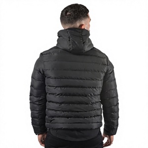 <b>Men's</b> Red <b>White</b> Navy Color Block Hooded Puffer <b>Jacket</b> Zipper Closure Casual Winter Coat Thick Polyester Wadding Windproof - Product Image 6