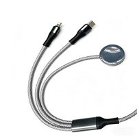 Câble de charge multi-usage 3-en-1 avec chargeur sans fil pour montre, cordon de charge rapide tressé en nylon pour téléphone, tablette, montre connectée