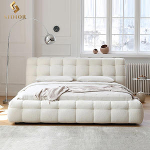 Meubles modernes Wabi Sabi pour la maison, <span class=keywords><strong>lit</strong></span> queen size, cadre de <span class=keywords><strong>lit</strong></span> <span class=keywords><strong>double</strong></span>, ensemble de chambre à coucher, lits rembourrés en velours boucle en cuir - Product Image 3