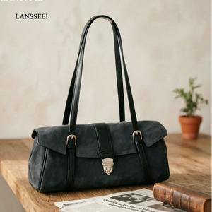 Borsa di Lusso in Vera Pelle per Donna, Borsa a Tracolla Retrò all'Ingrosso, Classica Borsa in Pelle Scamosciata, Borse di <span class=keywords><strong>Moda</strong></span> in Pelle Personalizzate e Trendy - Product Image 1