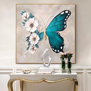 Animal Paintings Butterfly Floral Canvas Art 3D Effect Wall Decor For Living Room <b>Bedroom</b> Entryway - Product Image 1