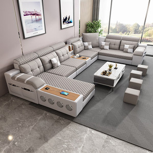 免洗科技布艺沙发客厅组合简约现代大户型转角防猫抓布艺沙发家具 - Product Image 4