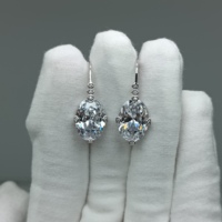 Boucles d'oreilles créoles ovales en zircon cubique pour femme, en argent sterling S925 plaqué rhodium, bijoux