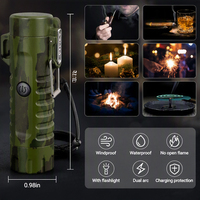 Briquet à arc coupe-vent au plasma, briquet électrique et lampe torche LED 2-en-1, allume-feu pour kits de survie d'urgence, camping, randonnée