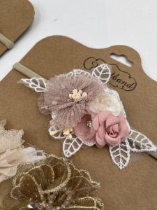 Bandeau en nylon à fleurs en dentelle de <span class=keywords><strong>luxe</strong></span> vintage Accessoires pour cheveux de bébé 2 ensembles de bandeaux élastiques souples pour bébés filles - Product Image 5