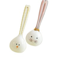 Ensemble de vaisselle mignon en céramique avec assiettes plates gaufrées de style occidental et bols à motif de dessin animé, certifié artisanal