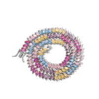 Nouvelle chaîne tennis œil de cheval en zirconium coloré 3 * 6 mm, chaîne simple rangée pour homme style hip-hop