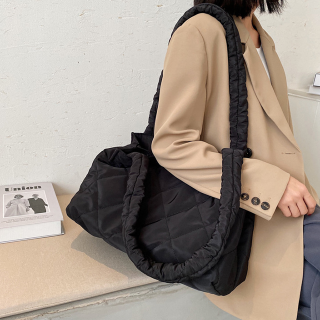 Стеганая Сумка-тоут, Модный стеганый вместительный тоут на плечо, шоппер