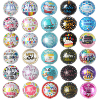 Usine personnalisée accepter OEM 18 pouces forme ronde joyeux anniversaire ballons en aluminium hélium globos feliz cupleanos pour la décoration de fête