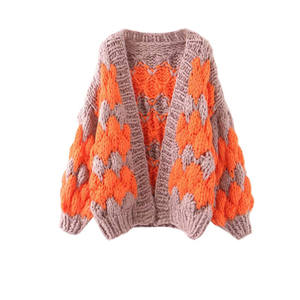 Nouveau cardigan en tricot fait main pour femmes 2024 avec un motif floral <span class=keywords><strong>islandais</strong></span> multicolore, <span class=keywords><strong>pull</strong></span> en tricot épais tendance - Product Image 5