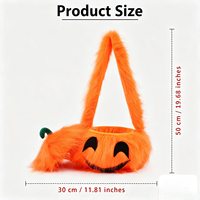 Sac à bonbons en peluche citrouille d'Halloween, sac à main pour la fête des trucs ou des fripes, seau citrouille moelleux pour la décoration de fête d'enfants et accessoire de cosplay