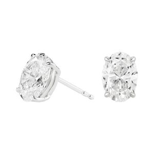 Boucles d'oreilles élégantes en or blanc 18 carats avec diamant ovale <span class=keywords><strong>de</strong></span> 1 carat cultivé en laboratoire <span class=keywords><strong>DE</strong></span> VS, cadeau <span class=keywords><strong>de</strong></span> Noël, boucles d'oreilles à quatre griffes - Product Image 1