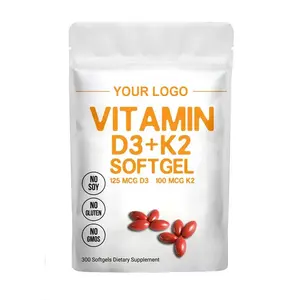 Formula kustom Vegan Vitamin D3 K2 5000IU kapsul gel lunak mendukung kesehatan jantung Anda