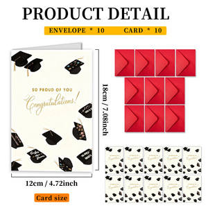 Elegante Tarjeta de Graduación con Estampado Dorado, Diseño de Birretes Negros, Tarjeta Rectangular de Papel para Celebración - Product Image 5