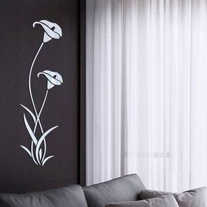 Sticker mural 3D en acrylique effet miroir Morning Glory - Décoration florale auto-adhésive pour salon, chambre et bureau - Product Image 1