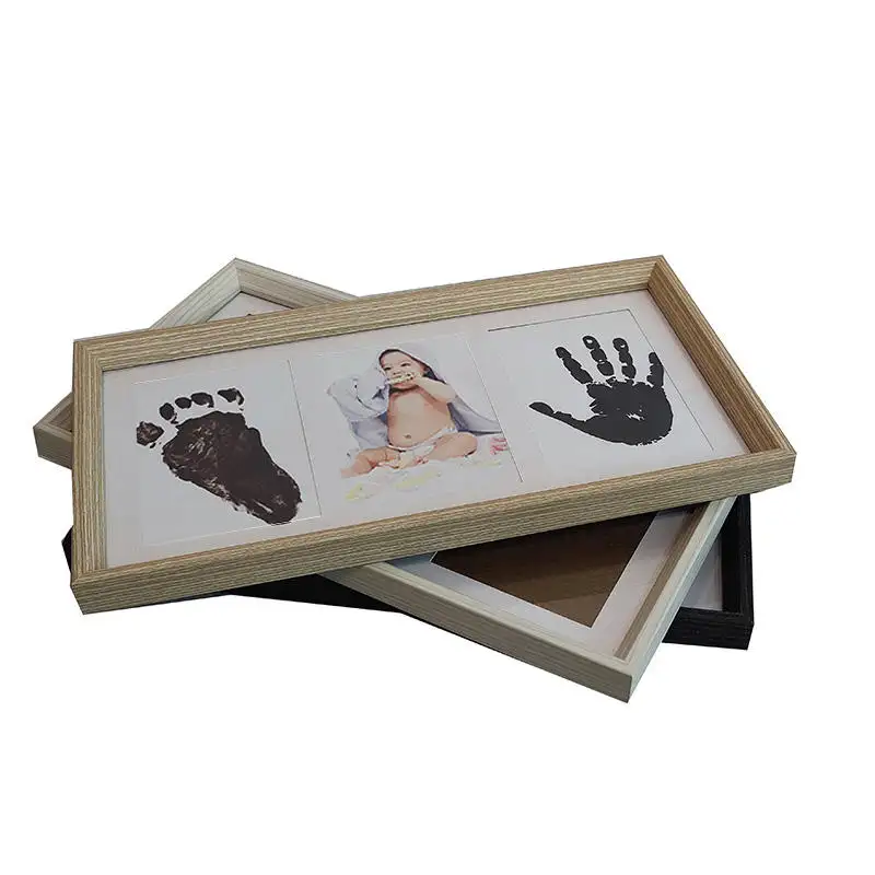 Venta directa de fábrica Mdf Handprint Kits Baby Footprint Frame Photo Ink Pad Marcos de fotos