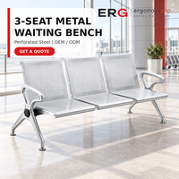 Banc d'attente médical 3 places en aluminium pour hôpital, école, centre commercial, clinique, aéroport