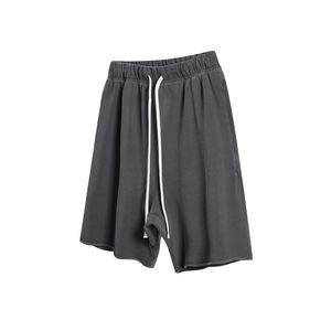 Pantalones cortos de hombre French Terry de algodón con logotipo personalizado, pantalones cortos de hombre lavados con ácido de cintura elástica con cordón - Product Image 3