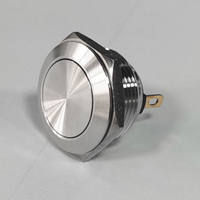 Interrupteur à bouton-poussoir à tête bombée en acier inoxydable/aluminium de 19 mm, arrêt d'urgence, rouge, sécurité, contact NF, 10A 250V AC