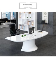 Table de réunion présidentielle moderne, bureau de direction en L, design flottant, extensible, en bois, usage commercial