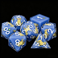 Dés polyédriques personnalisés en résine solide à motif animalier, lot de 7 pour D&D, RPG et jeux de rôle COC