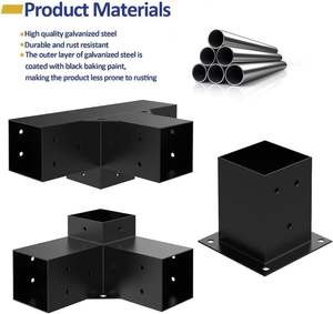 סגסוגת פלדה כבדה 3-way ערכת פרגולה 4 'x 4' (3.6 בפועל 'x 3.6') עץ פרגולות מתכת גזיבו כולל ברגים - Product Image 3