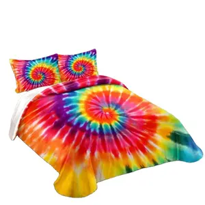 Tie Dye Bedding Sets 3 Piece Colorful Nordic Queen Size Duvet Cover Set King Size for Bedroom Decor