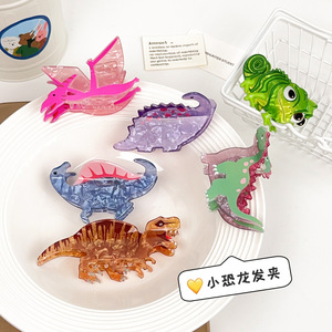 Vente en gros de griffes en poils d'animaux mignons et bruns, griffe de <span class=keywords><strong>dinosaure</strong></span> à cheveux plats, douce et élégante griffe de cheveux en acrylique pour femmes - Product Image 1