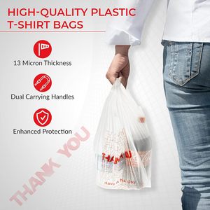 Bolsas de Plástico para Camisetas 11x6x21 Blancas, Bolsas Desechables de Agradecimiento para Llevar Comida, para Uso en Tiendas de Abarrotes - Product Image 3