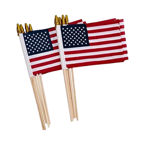 Bandiere personalizzate in legno serigrafate in poliestere bandiere americane per bambini Stick US Flags - Product Image 1