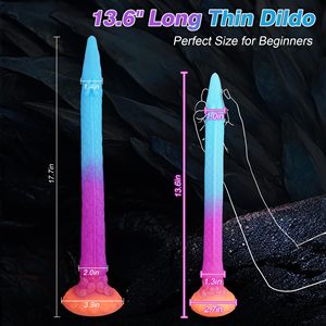 Dildo réaliste en silicone liquide en forme de longue tentacule de pieuvre, pénis de monstre dragon, <span class=keywords><strong>plug</strong></span> anal lumineux avec ventouse pour stimulation du point G - Product Image 2