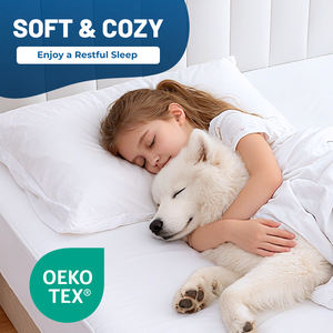 Protecteur de <span class=keywords><strong>matelas</strong></span> imperméable en bambou tricoté de qualité supérieure, 140 g/m², résistant aux taches, respirant, pour la famille - Product Image 4