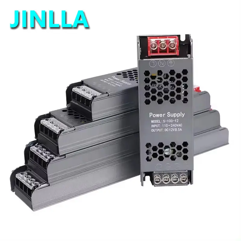 JINLLA 100W एलईडी बिजली की आपूर्ति 110/220V AC से 12V DC 100W 8.5A पतली और पतली स्विचिंग बिजली की आपूर्ति 12V CE FCC के साथ