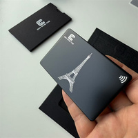 Carte de visite personnalisée en acier inoxydable noir, carte de visite en métal NFC vierge