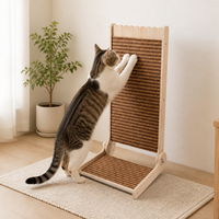Griffoir pour chat en liège réglable en hauteur, 330x320x610mm, avec cadre en bois, pour chats d'intérieur
