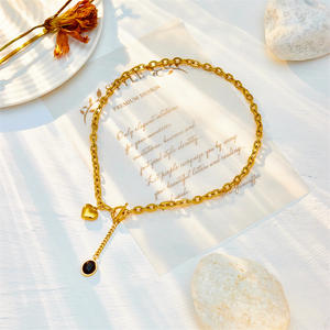 Collar con colgante de piedra negra de corazón para mujer DIEYURO con cadena de hebilla OT, joyería festiva de nueva tendencia para bodas y regalos - Product Image 5