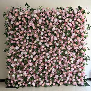 Toile de fond de décoration de mariage 8 pieds x 8 pieds, mur de fleurs de roses vertes 5D enroulable pour événements - Product Image 5